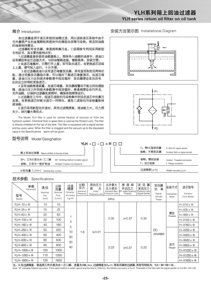 YLH系列箱上回油过滤器